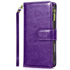 Leather Wallet Case with Zipper Pocket for iPhone 16 Pro Max - Purple