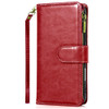Leather Wallet Case with Zipper Pocket for iPhone 16 Pro Max - Red