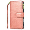 Leather Wallet Case with Zipper Pocket for iPhone 16 Pro Max - Rose Gold