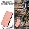 Leather Wallet Case with Zipper Pocket for iPhone 16 Pro Max - Rose Gold