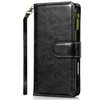 Leather Wallet Case with Zipper Pocket for iPhone 16 - Black