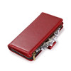 Leather Wallet Case with Zipper Pocket for iPhone 16 - Red