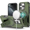 Military Grade HD Armor MagSafe Case with Kickstand for iPhone 16 Pro Max - Green
