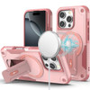 Military Grade HD Armor MagSafe Case with Kickstand for iPhone 16 Pro - Pink