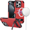 Shock Absorbent Impact MagSafe Case with Kickstand for iPhone 16 Pro - Red