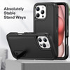 Military Grade TUFF Hybrid Armor Case with Kickstand for iPhone 16 Pro Max - Black