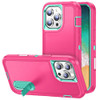 Military Grade TUFF Hybrid Armor Case with Kickstand for iPhone 16 Pro Max - Hot Pink Teal
