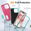 Military Grade TUFF Hybrid Armor Case with Kickstand for iPhone 16 Pro Max - Hot Pink Teal