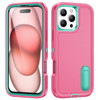 Military Grade TUFF Hybrid Armor Case with Kickstand for iPhone 16 Pro Max - Hot Pink Teal