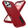 Military Grade TUFF Hybrid Armor Case with Kickstand for iPhone 16 Pro - Red