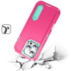 Military Grade TUFF Hybrid Armor Case with Kickstand for iPhone 16 Pro - Hot Pink Teal