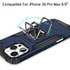 Military Grade Robust Series Hybrid Case with Ring Grip for iPhone 16 Pro Max - Blue