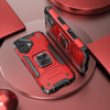 Military Grade Robust Series Hybrid Case with Ring Grip for iPhone 16 - Red