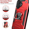 Military Grade Robust Series Hybrid Case with Ring Grip for iPhone 16 - Red