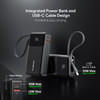 30W 10000mAh Power Bank Battery with Integrated USB-C Charging Cable - Black