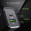 20W USB-C PD 3.0 Power Delivery + 18W Quick Charge 3.0 Fast Wall Charger + USB-C Cable - Black