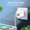 20W USB-C PD 3.0 Power Delivery + 18W Quick Charge 3.0 Fast Wall Charger + USB-C Cable - White