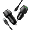 48W USB-C PD Power Delivery + USB-A Quick Charge 3.0 Car Charger + USB-C Cable - Black