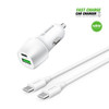 48W USB-C PD Power Delivery + USB-A Quick Charge 3.0 Car Charger + USB-C Cable - White