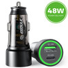 48W Transparent USB-C PD Power Delivery + USB-A Quick Charge 3.0 Car Charger - Black