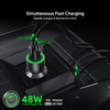 48W Transparent USB-C PD Power Delivery + USB-A Quick Charge 3.0 Car Charger - Black