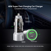 48W Transparent USB-C PD Power Delivery + USB-A Quick Charge 3.0 Car Charger - Silver