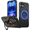 Military Grade MagSafe Hybrid Case with Kickstand Ring Holder for iPhone 16 Plus - Black