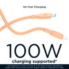 Motorola TurboPower Silicone 100W 5A USB-C to USB-C Cable 6.6ft - Peach Fuzz