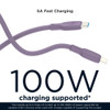 Motorola TurboPower Silicone 100W 5A USB-C to USB-C Cable 6.6ft - Purple