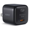 Aukey Omnia II Mini 30W USB-C Fast Wall Charger with GaN Power Technology - Black