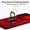 Military Grade Hybrid Case with Ring Grip and Camera Lens Protector for Samsung Galaxy A16 5G - Red