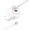 Dual Port 20W USB-C PD 3.0 Power Delivery + 18W Quick Charge 3.0 Fast Wall Charger + USB-C Cable - White