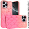 Floral Joy Diamond Crystal TPU Case for iPhone 16 Pro Max - Orange Pink