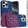 Floral Joy Diamond Crystal TPU Case for iPhone 16 Pro - Dark Blue Burgundy