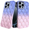 Floral Joy Diamond Crystal TPU Case for iPhone 16 Pro - Blue Pink