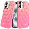 Floral Joy Diamond Crystal TPU Case for iPhone 16 - Orange Pink
