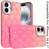Floral Joy Diamond Crystal TPU Case for iPhone 16 - Orange Pink