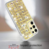 Diamond Encrusted Hybrid Case for Samsung Galaxy S25 Ultra - Basketweave Gold