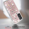 Diamond Encrusted Hybrid Case for Samsung Galaxy S25 Plus - Basketweave Rose Gold