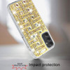 Diamond Encrusted Hybrid Case for Samsung Galaxy S25 - Basketweave Gold