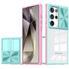 HD Transparent Case with Camera Privacy Cover for Samsung Galaxy S25 Ultra - Pink Blue