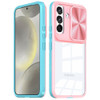 HD Transparent Case with Camera Privacy Cover for Samsung Galaxy S25 Plus - Pink Blue