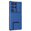 Military Grade Camera Privacy Cover Hybrid Case with Kickstand for Samsung Galaxy S25 Ultra - Blue