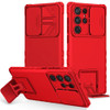 Military Grade Camera Privacy Cover Hybrid Case with Kickstand for Samsung Galaxy S25 Ultra - Red