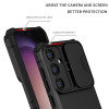 Military Grade Camera Privacy Cover Hybrid Case with Kickstand for Samsung Galaxy S25 Plus - Black