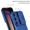 Military Grade Camera Privacy Cover Hybrid Case with Kickstand for Samsung Galaxy S25 Plus - Blue