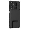Military Grade Camera Privacy Cover Hybrid Case with Kickstand for Samsung Galaxy S25 - Black