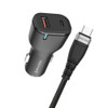 20W USB-C PD Power Delivery + 18W USB-A Quick Charge 3.0 Car Charger + USB-C Cable - Black