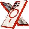 Acrylic Transparent Case with MagSafe Magnetic Ring for Samsung Galaxy S25 Ultra - Red