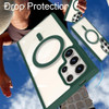 Acrylic Transparent Case with MagSafe Magnetic Ring for Samsung Galaxy S25 Ultra - Green